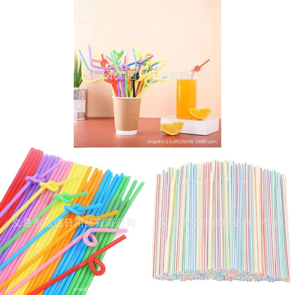 Plastic Drinking Straws 100pcs Colorful Bendable Beverage Party Supplies For Weddings And Events