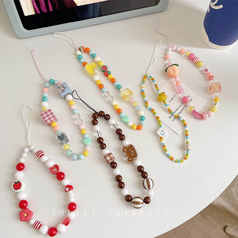 Japanese Korean Mobile Phone Lanyard DIY Beauty Personalized Cartoon Handmade Bead Girl Sweet Chain Rope