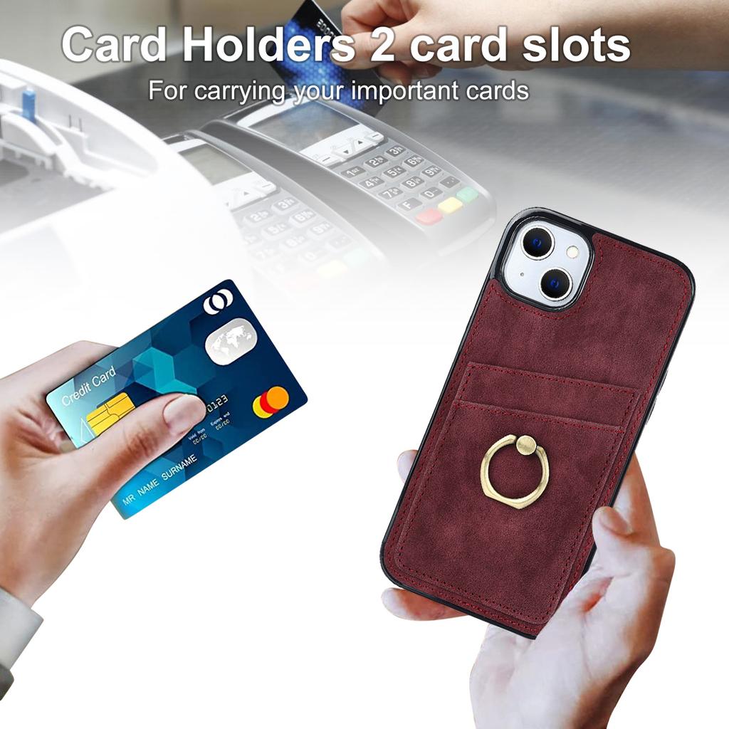 Cards Pocket Wallet Phone Case for iPhone 16 Pro Max 15 Plus 13 12 11 Pro 14 SE 2022 Leather Ring Holder Kickstand Back Cover