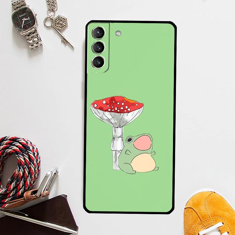 Mint Green The Frog Mushroom Case For Samsung Galaxy S25 Ultra S20 S21 S22 S23 Plus S24 Ultra S9 S10 S25 FE Cover Coque