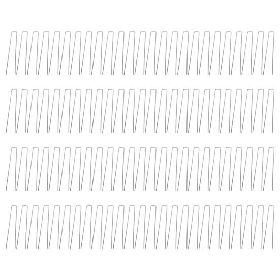 100 Pcs Landscape Staple Galvanized Steel Garden Stakes U-Shaped Pins for Geotextile Lawn Patio Landscaping Fabric Barrier Irrigation Tubing