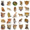 50pcs Waterproof Leopard & Tiger Cartoon Stickers for Journals & Computers
