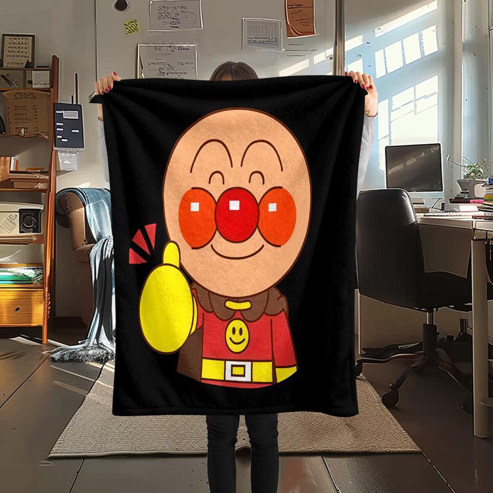 1PC Anpanman Print Flannel Blanket, High quality All Seasons, Home Decor, Warmth and Comfort, Perfect for Christmas Gifts