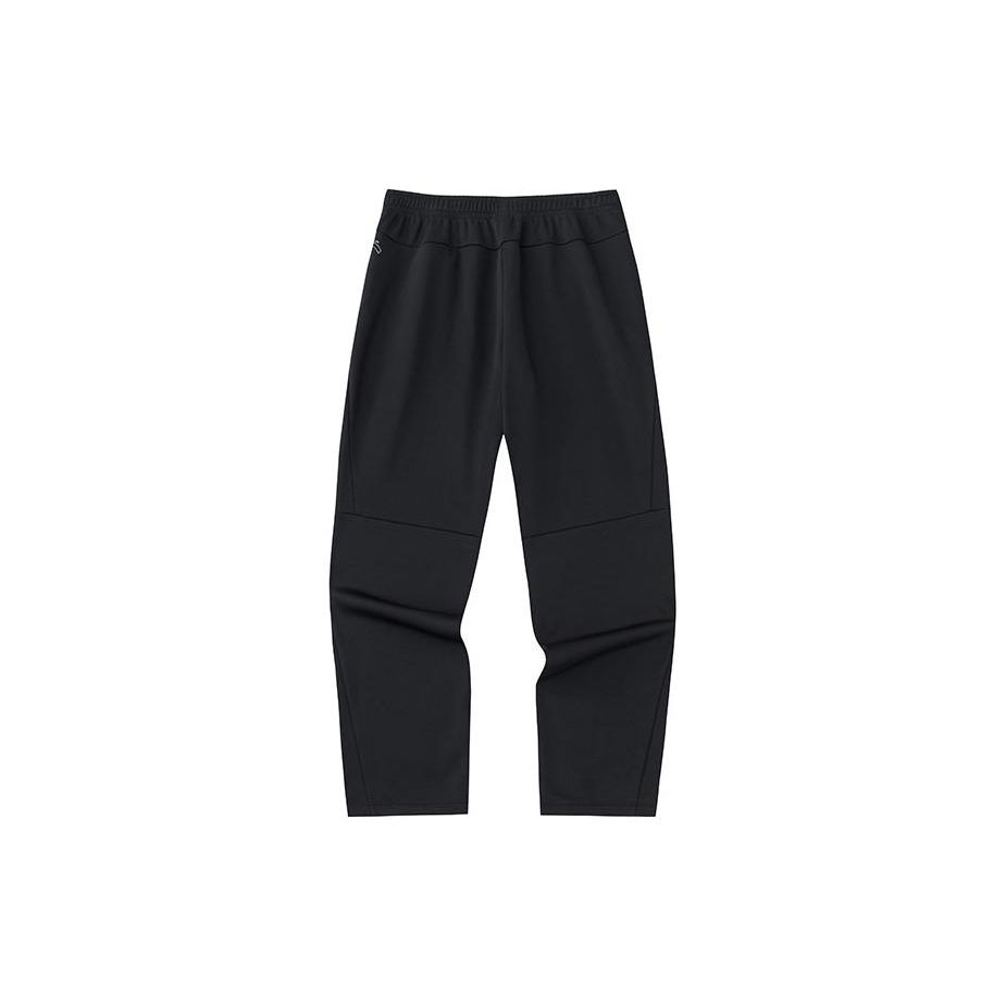 Anta Running Series Solid Color Mid Waist Straight Leg Fleece Casual Pants Men Bottoms Black 952345301-2