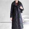Winter Women's Genuine Leather Jacket Over-the-Knee Long Sheepskin Padded Coat Thickened Windproof Warm Camel Wool Coat