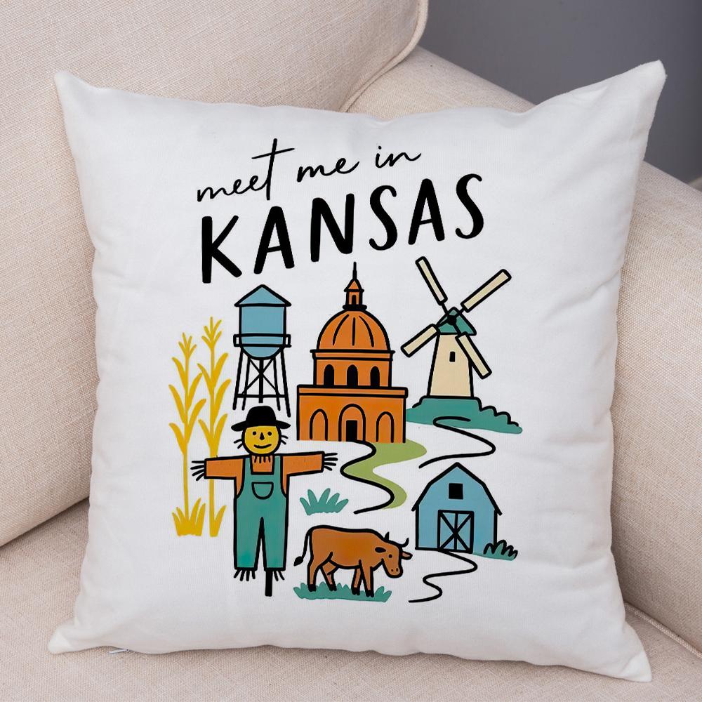 North Carolina Design Pillowcase Double Print Oklahoma Theme Cushion Cover Soft Plush North Dakota Style Pillowcase for Sofa