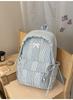 Zaino nebbia di limone texture a righe sequenza fiocco zaino festa studenti dolce ceroso estetico ragazza morbida orologio shopping nello zaino