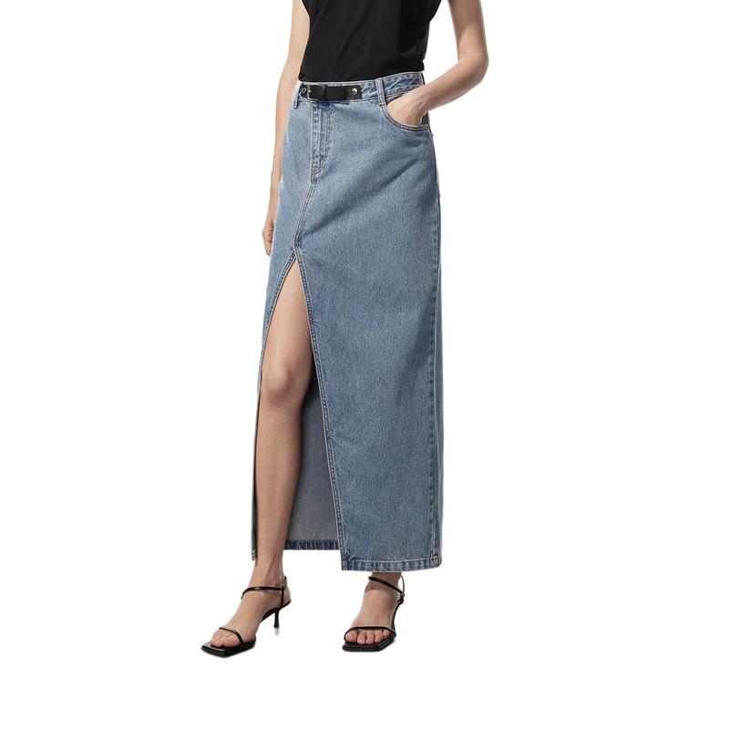 MO&Co. High-Waist Denim A-Line Skirt S 160
