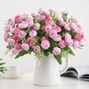 15 Heads Tea Rose Artificial Flower Multicolor Silk Petals Simulation Rose Flower Green Leaves Floral Arrangement Faux Flower