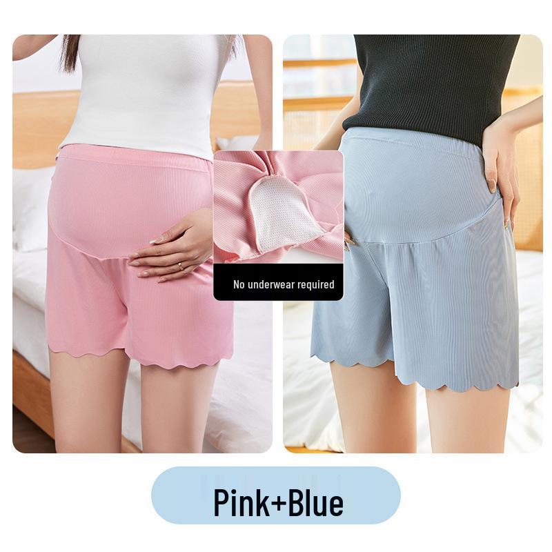 Maternity Ice Silk Safety Pants, Three-Quarter Length, Anti-Exposure, Lightweight for Summer.