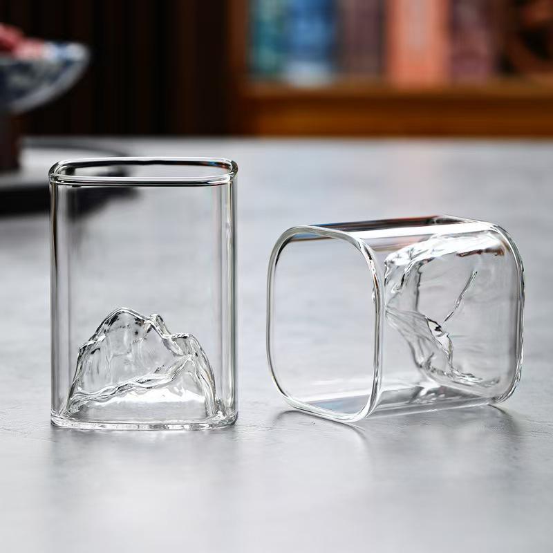 Mount Fuji Whiskey & Tea Glass - High Borosilicate, Square Design