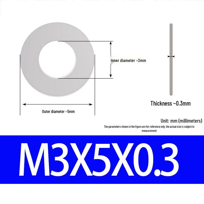 304 Stainless Steel Ultra-Thin Flat Washer, Thickness: 0.1/0.2/0.3/0.4/0.5 Mm, Sizes M1-M8