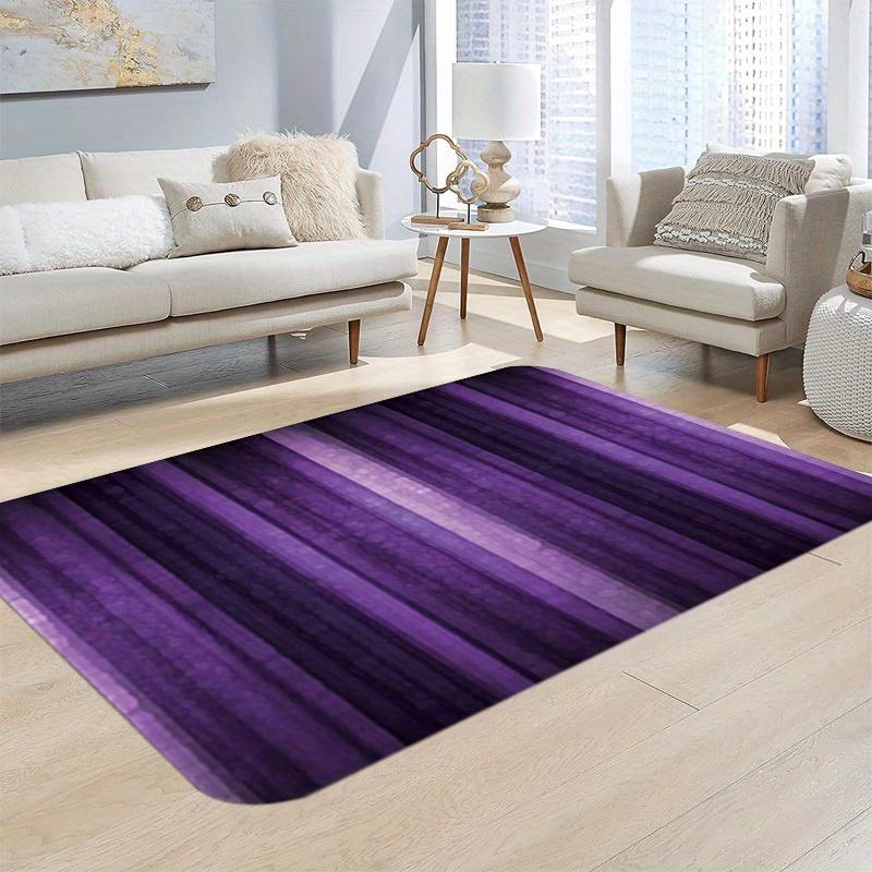 Alfombra de Área Rayada Morada Alfombra Decorativa para Sala de Estar Alfombra Antideslizante Felpudo Dormitorio Alfombras para el Hogar Alfombra Moderna y Minimalista