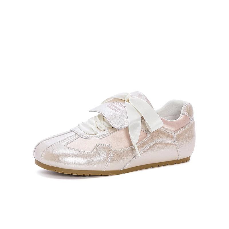 

White Moonlight 2025 Spring and Autumn New Flat Bottom Height Increase Popular Ballet Training Shoes Flip Jogging Forrest Gump Shoes Women 40 розовый