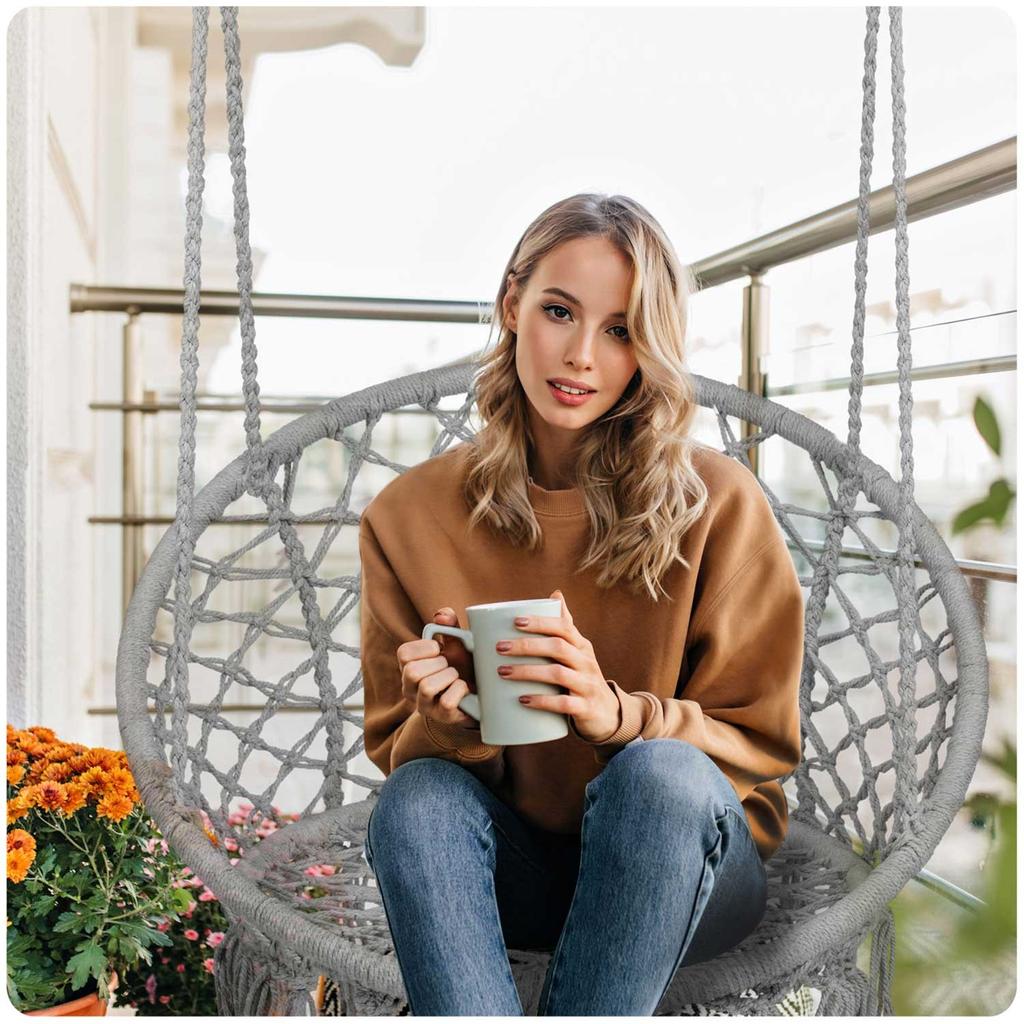 Hängende Garten Schaukelstuhl Boho Grau