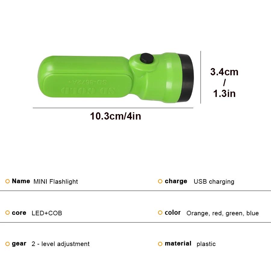 Mini Portable LED Flashlights Keychain USB Rechargeable Flashlight Pocket COB Torches Outdoor Emergency Lighting Floodlight