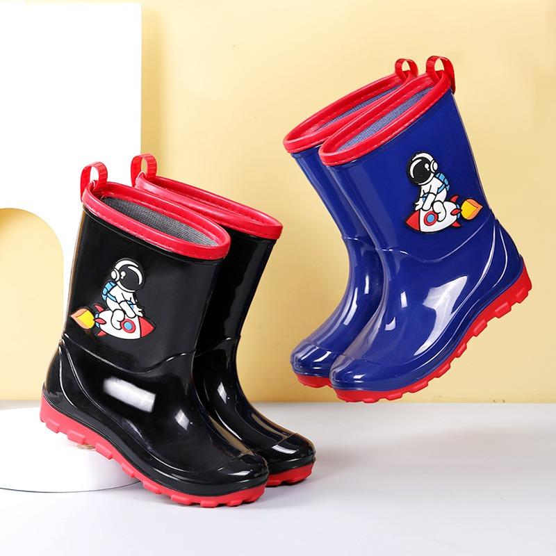 Pink children's astronaut water boots, boys and girls, rain shoes, non-slip water shoes, going to school on rainy days, wading rubber shoes