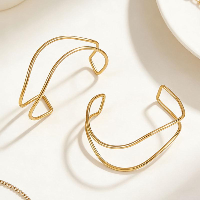 European & American Adjustable Double Layer Metal Arm Bracelet – Niche, Irregular, Simple Design