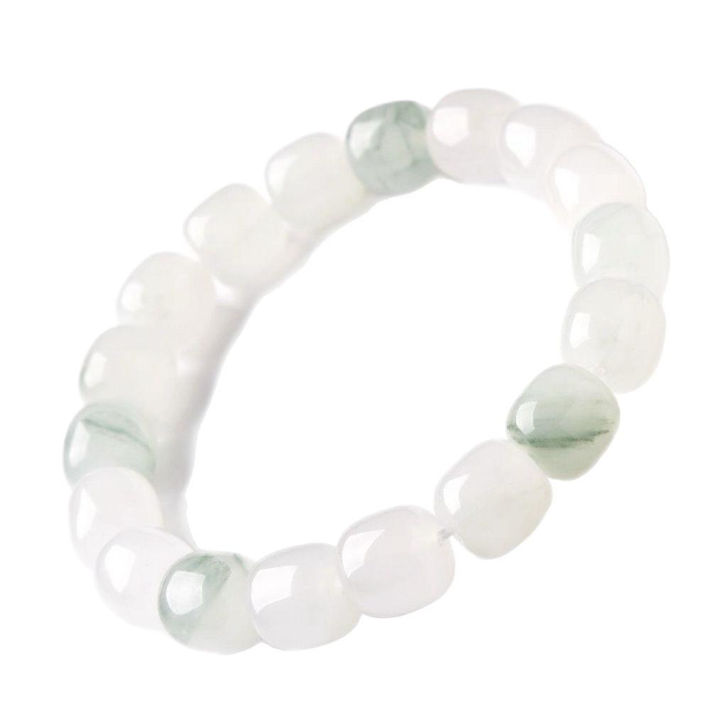 Tianshan Green & Golden Silk Kunlun Jade Beaded Unisex Bracelet