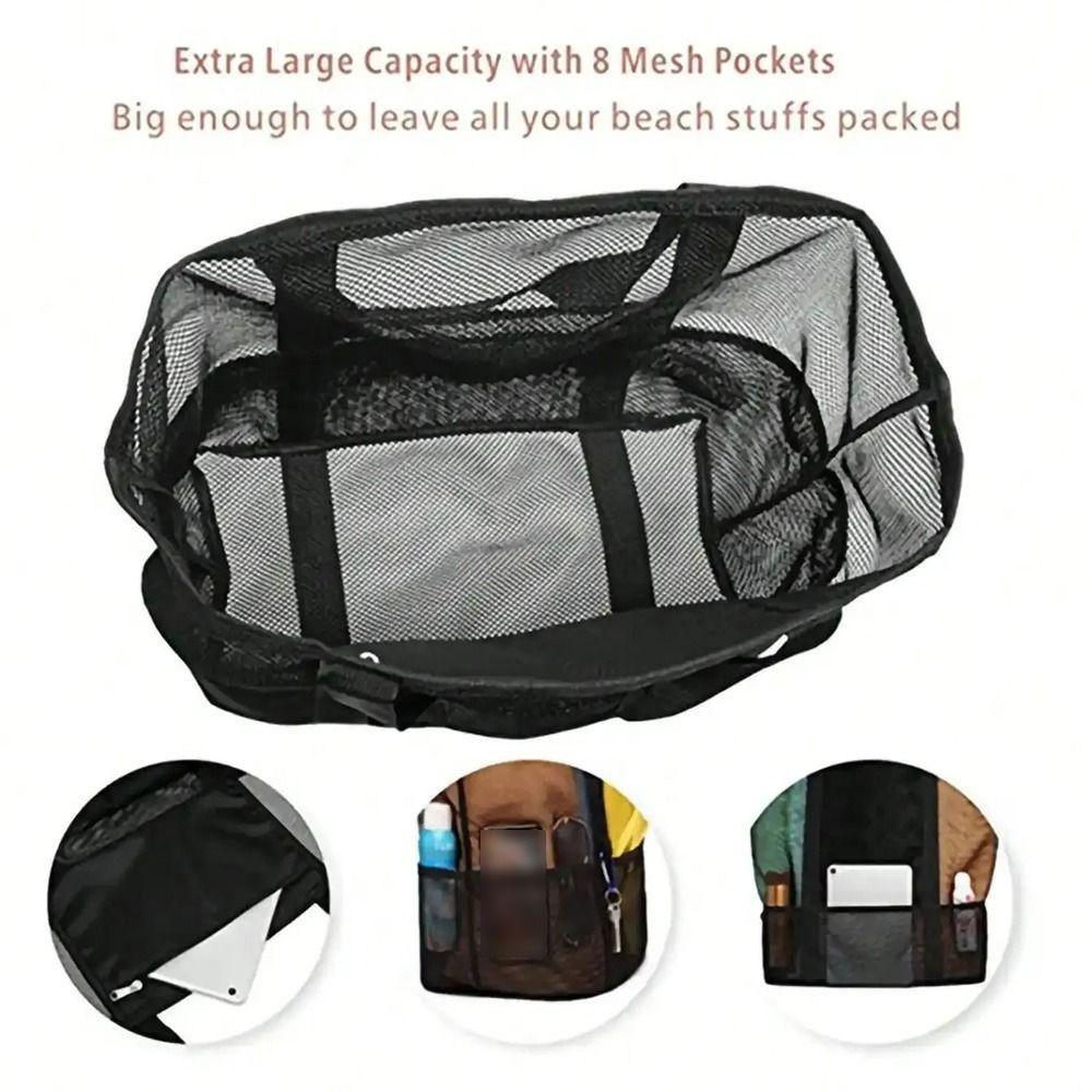Breathable Mesh Shower Tote Bag Large Capacity Sand Toys Collector Beach Storage Bag  Outdoor