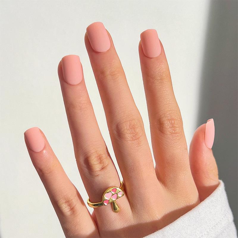 High-End Macaron Pink Matte Nail Art Stickers and Tips