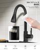 APPASO Black Kitchen Rotating Single SUS304 Stainless High Arc Sink with Hot and Cold Water Pull-Out Mixer, 360° Lever, Steel, Gooseneck, Mixer,