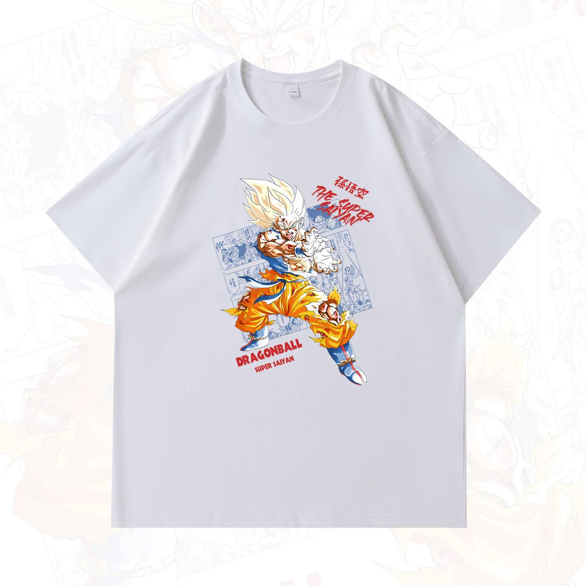 

Dragon Ball Anime Peripheral Printed Japanesestyle Pure Cotton Shortsleeved Tshirts for Unisex and Women Super Saiyan 4XL