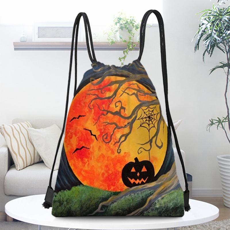 

Сумка на шнурке для Хэллоуина, сумка на шнурке из полиэстера, студенческий портативный рюкзак, сумка для покупок на открытом воздухе