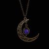 Fashion Xmas Gifts Luminous Necklace Silver Plated Glow In The Dark Moon&Pumpkin Pendant