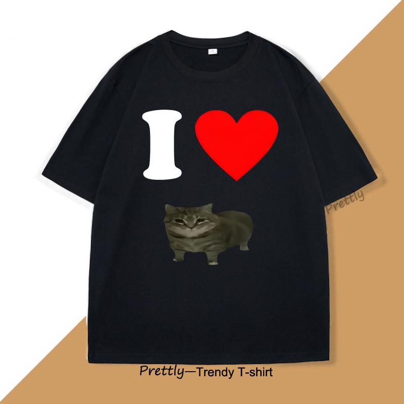 I Love Oiiaoiia Cat Meme TShirt Men Women Funny T Shirts Parody Tees Tiktok Tshirt Funny Streetwear Tops Oversized Loose Tops