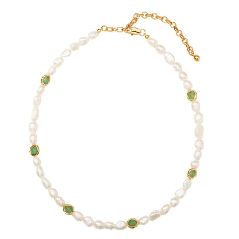 

FINDELISE Green Onyx Point Necklace white
