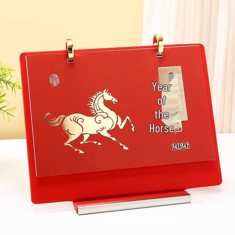 2026 High-End Leather Desk Calendar with Creative National Tide Design – Monthly Organizer and Desktop Ornament