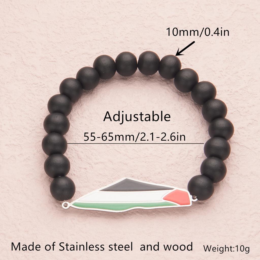 HNSP Palestine Beaded Bracelet For Men Hand Chain Stainless Steel Palestine Map Flag Pendant  Accessories Series