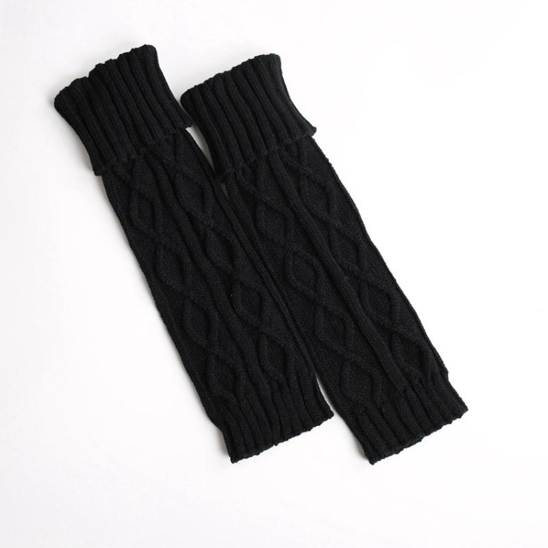 1 Pair Women Winter Knitted Warm Leggings Solid Color Thermal Warm Long Socks Leg Warmers