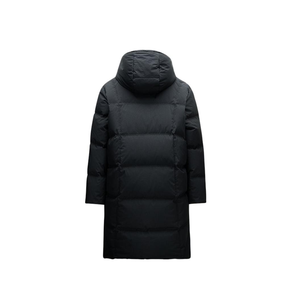 Anta Comfortable Breathable Solid Color Zipper Hooded Mid-Length Down Jacket Women Outerwear Basic-Black 162518902-2