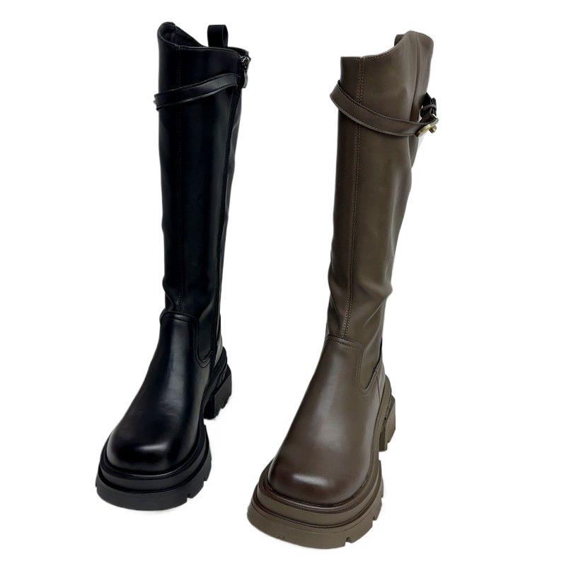 Leather platform boots women's autumn and winter high knight boots but knee boots women