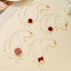 Japan and Korea fashion flower imitation pearl necklace, retro rhinestone bow temperament collarbone chain women's jewelry