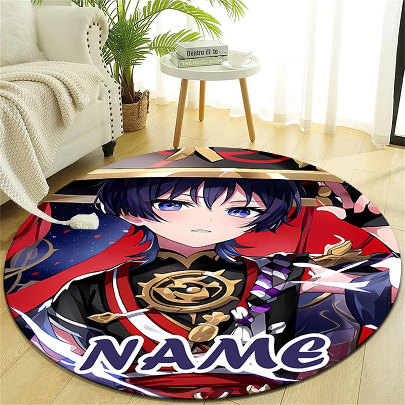 Personalized Genshin Impact Round Chair Office Rug - Perfect for Mat, Office Chair & More - Ideal Gift for Birthdays and Holidays