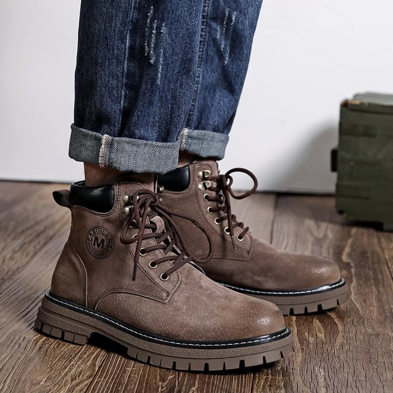 Martin boots men's winter velvet medium help rhubarb boots versatile casual medium help tooling short boots 6000-M