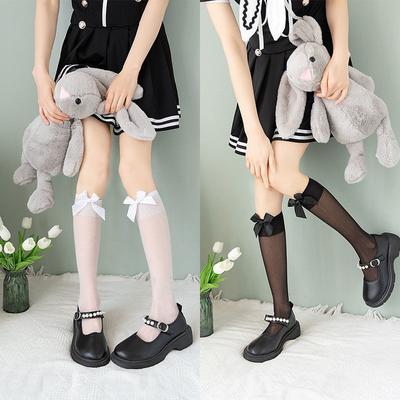 JKBowknot Calf Socks Thin Summer Stockings Slimming Calf Socks Trendy Japanese Loli Style Knee Length Socks