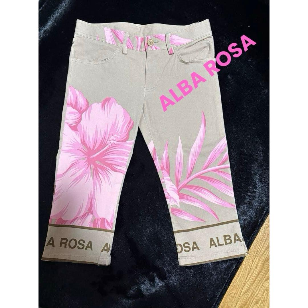 ALBA ROSA Hibiscus pattern logo Sabrina pants Super rare Heisei gal egg