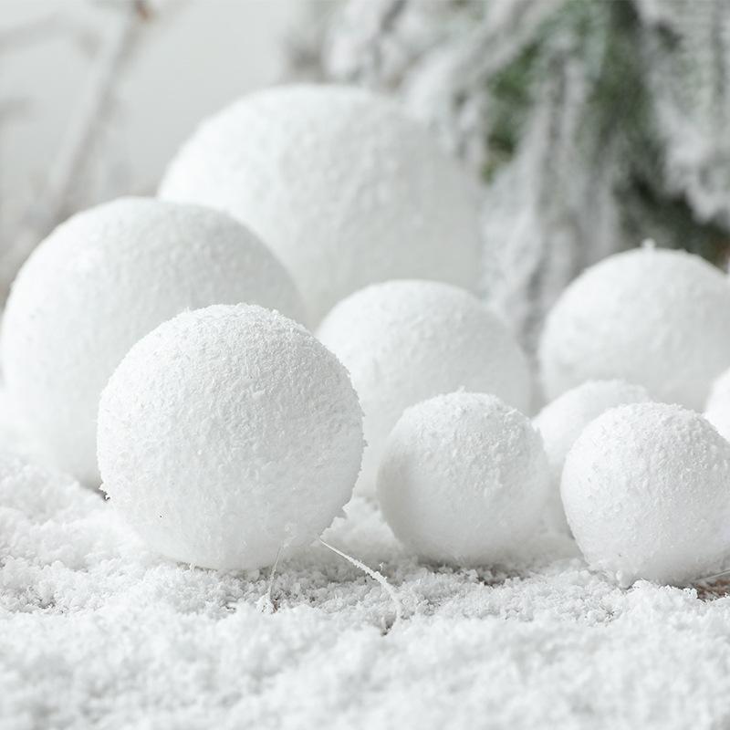 4-10cm Bola de Natal Branca Enfeite Pendente para Árvore de Natal Bolas Redondas de Espuma Artesanato DIY Decoração de Natal para Casa Ano Novo