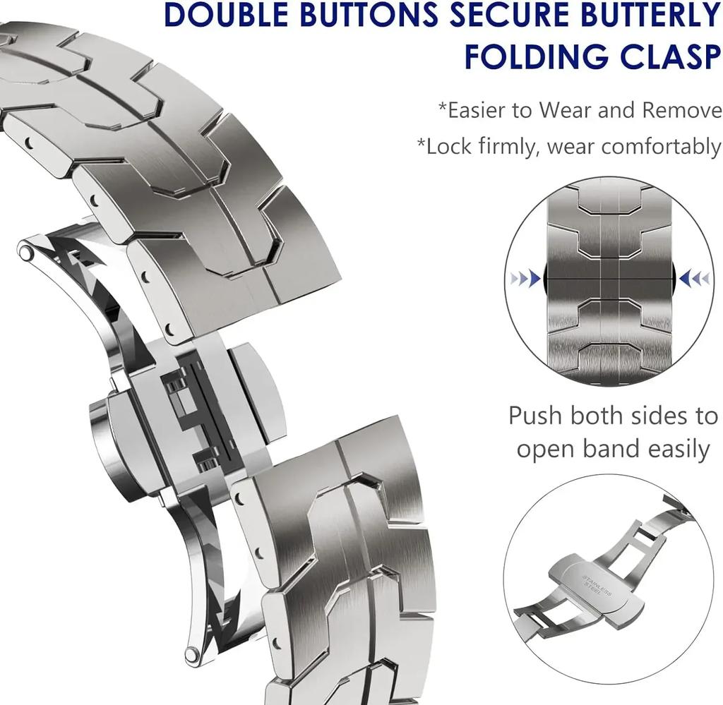 Stainless steel no gaps bracelet for Samsung Galaxy Watch 7 4 5 6 classic 47mm 43 42 46mm 45mm titanium color strap 40 44mm band