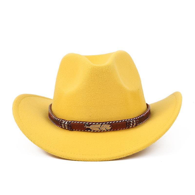 New Western Cowboy Hat Top Hat Jazz Hat Big Brim Ethnic Style Cowboy Felt Hat
