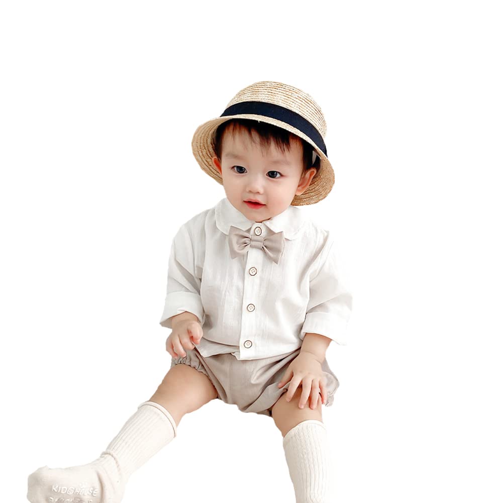 

Elf Baby Детский формальный костюм для мальчиков, комплект верхней и нижней одежды, рубашка с длинными рукавами, праздничный детский хлопковый галстук-бабочка для свадьбы в комплекте [Fairy Baby] серый