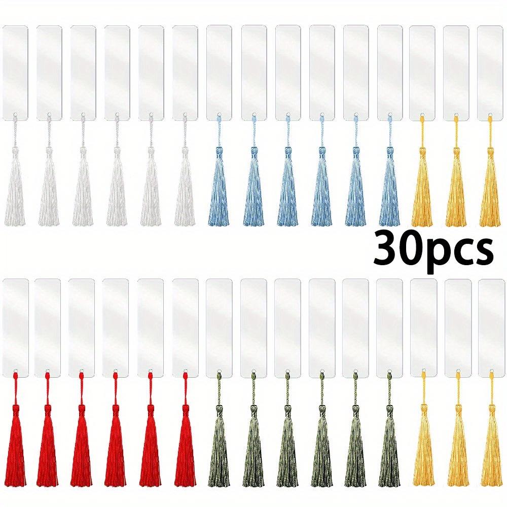 

30 шт. Акриловые заготовки для закладок, прозрачные акриловые закладки для женщин с 30 шт., цветные закладки с кисточками, сумки для подарков в школу для любителей книг 30pcs