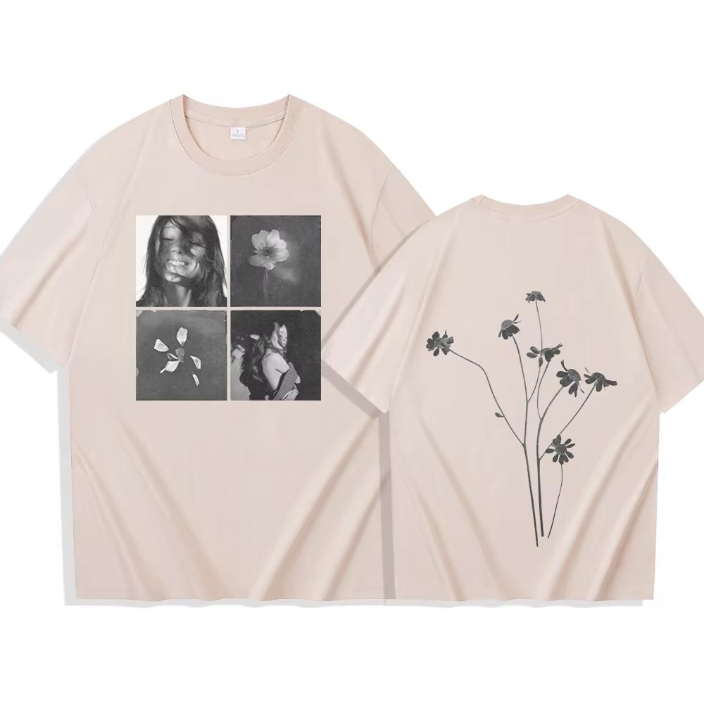 2026 Zomer Mode Trendy T-shirt Populair Ariana-Grande Bloemblaadje T-shirt Man Vrouw Harajuku Korte Mouw Ronde Hals Casual Shirt Y2K