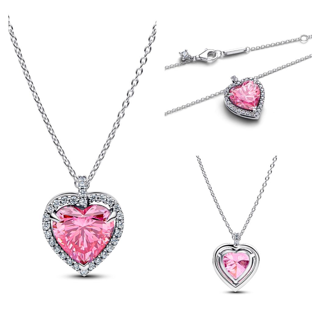 925 Silver Diamond Pendant Necklace Shiny Key Gem Heart Shaped Pearl Cross Lucky Chain for Women Fine Jewelry Gifts