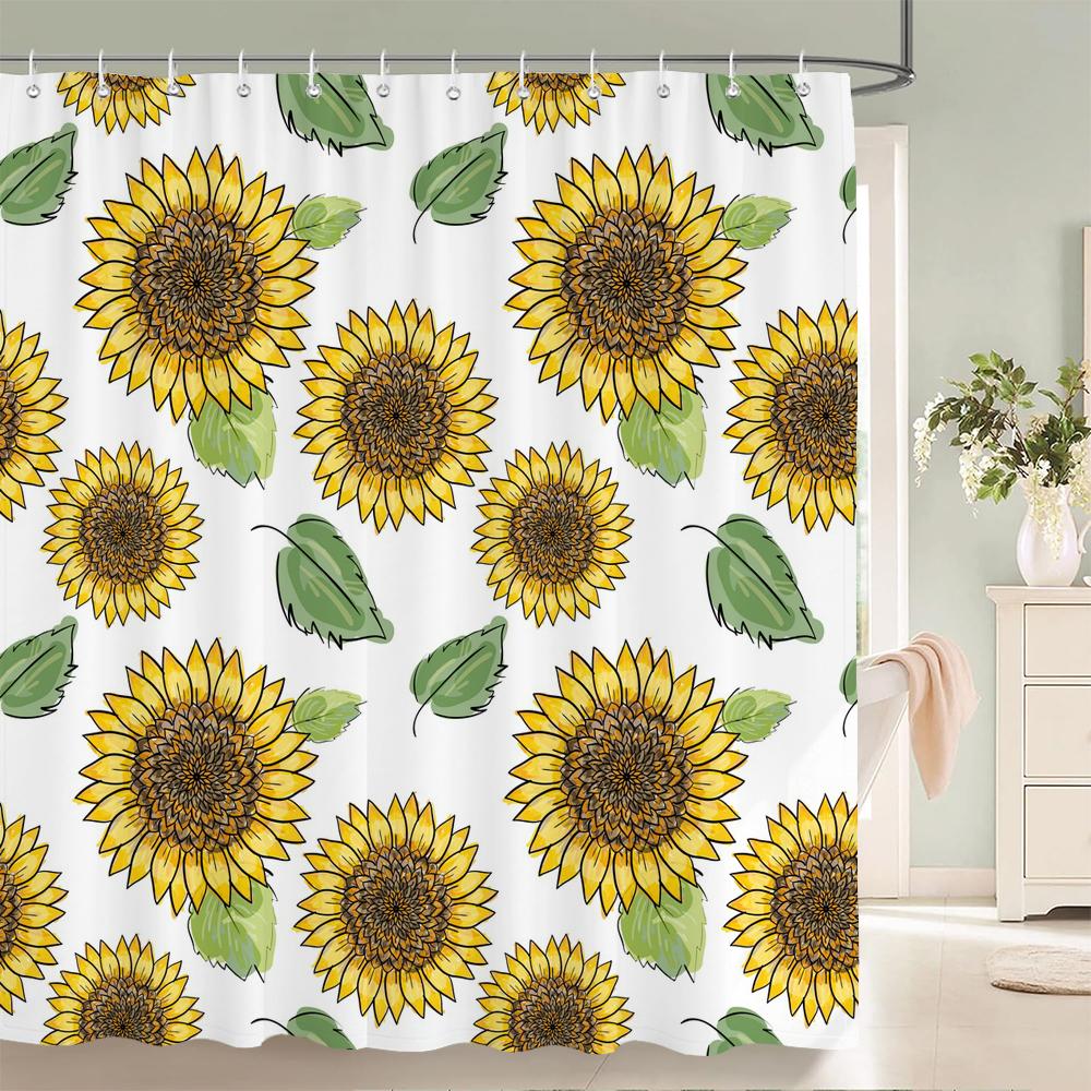

European Retro Flower Printed 3D Bath Curtains Waterproof Polyester Fabric Washable Bathroom Shower Curtain Screen With Hooks W60H190(CM)-1 Pcs