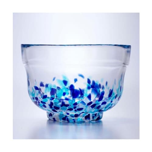 Yamakiikai Crystal Matcha Bowl, Blue and White, W614